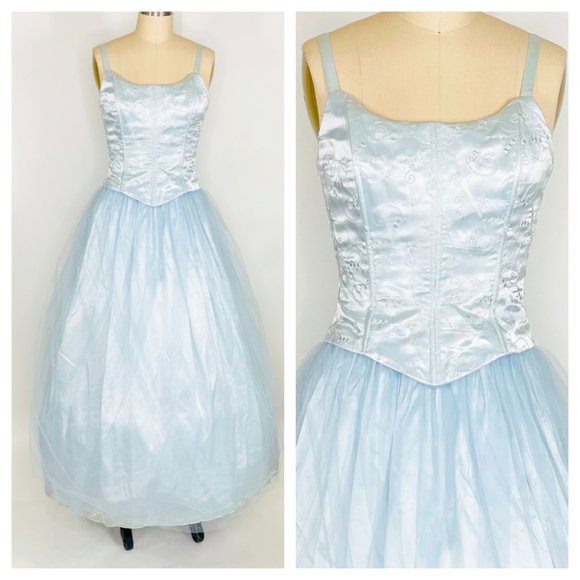 Gunne Sax Dresses & Skirts - Vintage 90s Y2K Gunne Sax Blue Princess Prom Dress Size Small Corset Tulle Gown